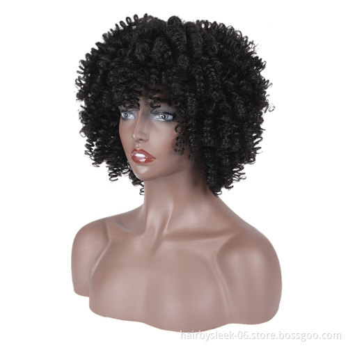 Rebecca fluffy Fashion small volume wig Wholesale natural soft short Curly Hair Black woman hair heat resistant Synthetic Weave